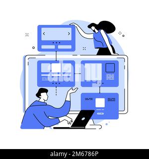 Sitemap creation abstract concept vector illustration. Web development, website optimization, sitemap creation tool, web page structure, sitemaps onli Stock Vector