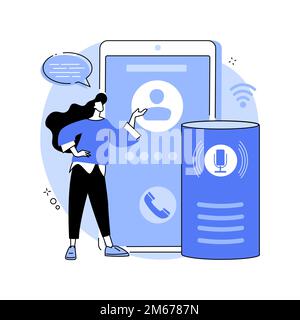 Hands-free phone calling abstract concept vector illustration. Smart speaker phone calls, remote smartphone connection, safe driving technologies, voi Stock Vector