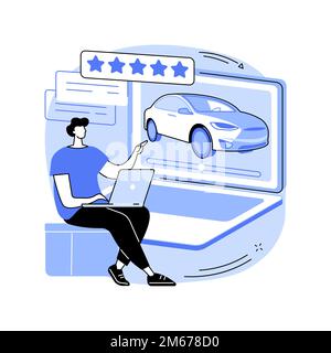 Car review video abstract concept vector illustration. Car review, test-drive video channel, online auto advertising, comparing features, model inform Stock Vector