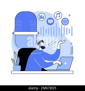 Podcast content abstract concept vector illustration. Branded podcast creation, engaging marketing content production, promotion strategy, monetizatio Stock Vector