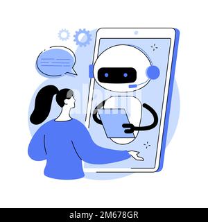 Chatbot customer service abstract concept vector illustration. Customer service bot, AI in retail, e-commerce chatbot, self-service experience, online Stock Vector
