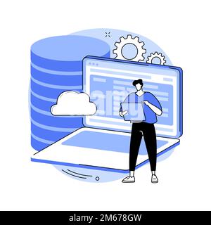 Big data programming abstract concept vector illustration. Software development, big data programmer, coding course, choose programming language, data Stock Vector