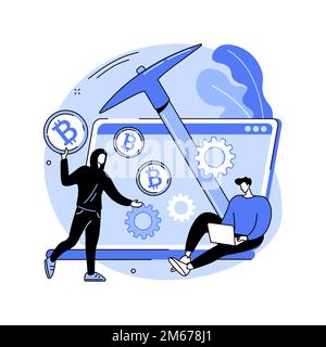 Hidden mining abstract concept vector illustration. Cryptocurrency mining method, miner bot, secret web program, hidden embed script development, secu Stock Vector