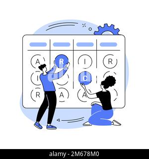RACI matrix abstract concept vector illustration. Responsibility assignment matrix, linear responsibility chart, project management roles, decision ma Stock Vector