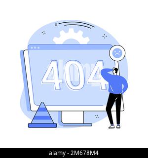 404 error abstract concept vector illustration. Error webpage, 404 template, browser download failure, page not found, server request, unavailable, we Stock Vector