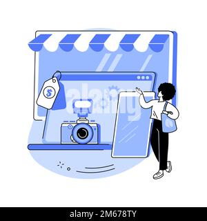 Used electronics trading abstract concept vector illustration. Electronics trade online, buying used gadget, second-hand device purchasing, pre-owned Stock Vector