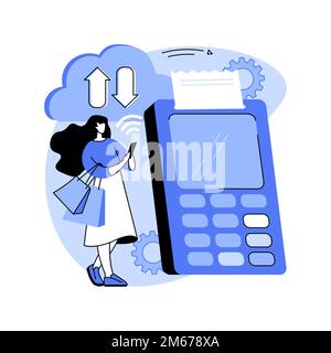 Cloud POS abstract concept vector illustration. Retail software, cloud-based POS, sales management, point of sales system, sale and transaction data s Stock Vector