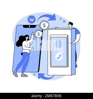 Mobile device trade-in abstract concept vector illustration. Sell old mobile device, trade-in retail operations, leave us your used cell phone, buybac Stock Vector