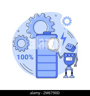 Battery runtime abstract concept vector illustration. Battery innovative solution, extend runtime, charging technology, long life, durability calculat Stock Vector