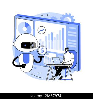 Artificial intelligence in financing abstract concept vector illustration. Financial robo advisor, AI hedge funds, artificial intelligence, technology Stock Vector