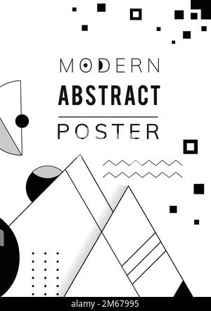 Modern abstract black and white geometric poster template Stock Vector