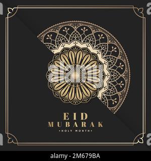 Black and gold Eid Mubarak postcard vector Stock Vector