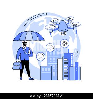 Meteorology drones abstract concept vector illustration. Meteorological data collection, meteorology, accurate weather prediction, drone atmospheric s Stock Vector