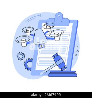 Drone flying regulations abstract concept vector illustration. Drone flying rules, quadcopter regulations, autonomous aircraft use limitations, unmann Stock Vector