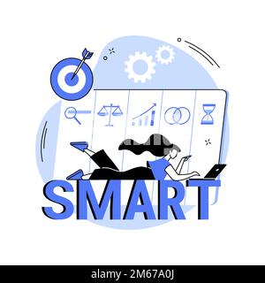 SMART Objectives abstract concept vector illustration. Business management, aim establishment, SMART objectives, measurable and achievable goals devel Stock Vector