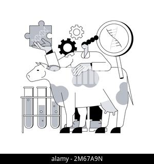 Genetically modified animals abstract concept vector illustration. Genetically modified food, animal gene experiment, dna engineering industry, diseas Stock Vector