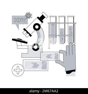 HPV test abstract concept vector illustration. Human papillomavirus test kit, results, testing for man, examination for women, cervical cancer prevent Stock Vector