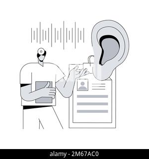 Hearing screening abstract concept vector illustration. Hearing loss evaluation quick test, ear problem screening, diagnosis, sound signal, disability Stock Vector