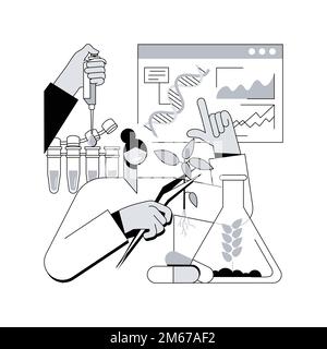 Biotechnology abstract concept vector illustration. Biological science, biotech company, bioengineering industry, genome engineer, biotechnology equip Stock Vector