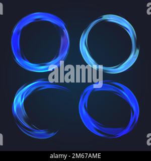 Blue abstract circle banners vector set Stock Vector