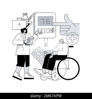 Diabetes mellitus abstract concept vector illustration. Insulin production, genetic metabolic disease, diabetes mellitus type 2, type 1, blood sugar m Stock Vector