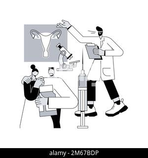 Assisted reproductive technology abstract concept vector illustration. Infertility procedures, womans egg, pregnancy test, sperm donation, reproductiv Stock Vector