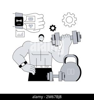 Smart training abstract concept vector illustration. Smart training online programs and tools, new gym technology, fitness coaching application, impro Stock Vector