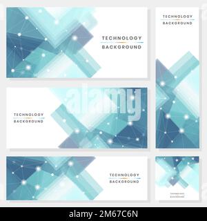 Blue and white futuristic technology background vector collection Stock Vector