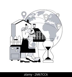 Return migration abstract concept vector illustration. Return of travelers, repatriation grant, circular migration, coming back, moving abroad, flying Stock Vector