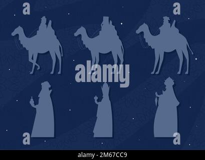 wise men and camels icons Stock Vector