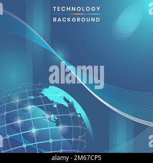 Blue globe futuristic technology background vector Stock Vector