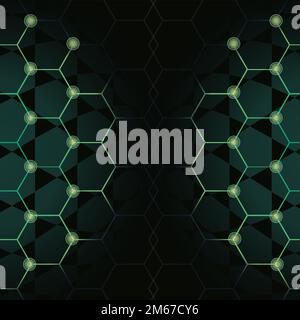 Green hexagon network technology background vector Stock Vector Image ...