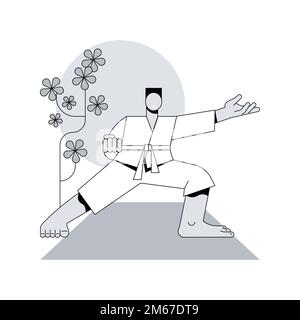 Martial Arts abstract concept vector illustration. Self-defense training, karate class, combat sports, mixed martial arts instruction, traditional fig Stock Vector