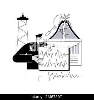 Volcanology abstract concept vector illustration. Volcanic eruption study, volcanology discipline, university study, post graduate education, scientif Stock Vector