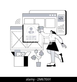 Web application design abstract concept vector illustration. Desktop software development, programmer team, web design service, project management, us Stock Vector