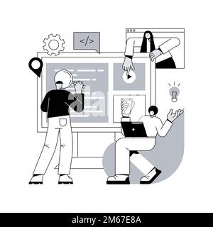 Software development team abstract concept vector illustration. Remote teamwork, digital team on demand, professional, certified software developer, h Stock Vector
