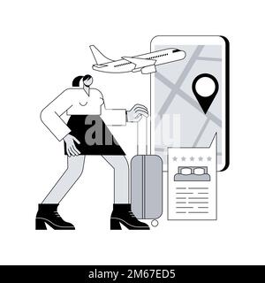 Online booking services abstract concept vector illustration. Internet reservation system, accommodation search, hospitality industry, trip planning, Stock Vector