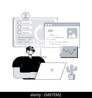 Microsite development abstract concept vector illustration. Microsite web development, small internet site, graphic design service, landing page, soft Stock Vector