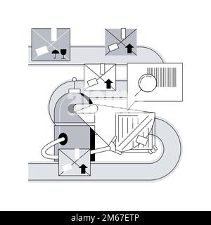 Barcode scanning abstract concept vector illustration. Barcode generator software, warehouse logistics, parcel tracking and sorting, warehouse automat Stock Vector