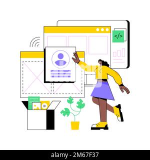 Web application design abstract concept vector illustration. Desktop software development, programmer team, web design service, project management, us Stock Vector