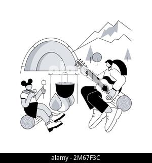 Summer camp abstract concept vector illustration. Sleepaway camp, vacation time, hiking and canoeing, science and nature, tent and campfire, high scho Stock Vector