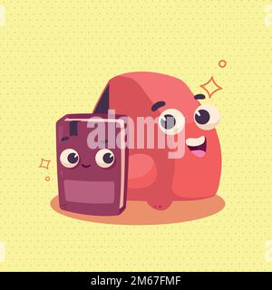 laboratory tube test kawaii Stock Vector