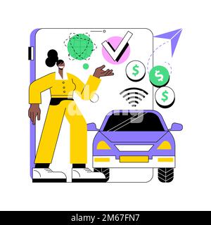 In vehicle payments abstract concept vector illustration. Payment system, in-car technology, modern retail services, in vehicle service, drive-through Stock Vector