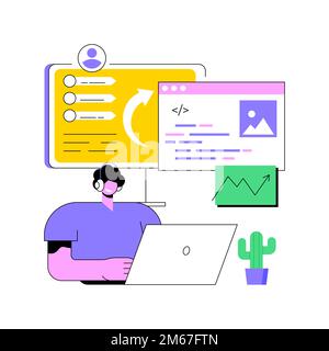 Microsite development abstract concept vector illustration. Microsite web development, small internet site, graphic design service, landing page, soft Stock Vector