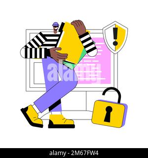 Data leakage abstract concept vector illustration. Data breaches, info leakage prevention, encryption for databases, network security incident, confid Stock Vector
