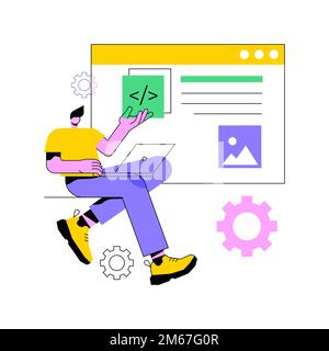 Single page application abstract concept vector illustration. SPA web page, web development trend, app inside a browser, dynamically rewriting page, r Stock Vector