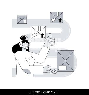 Warehouse voice tasking abstract concept vector illustration. Voice picking, speech-based warehousing, hands-free and eyes-free system, accurate autom Stock Vector