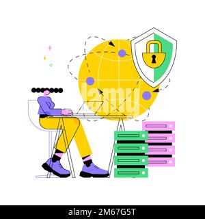 Proxy server abstract concept vector illustration. Computer networking, unblock proxy server, user and website connection, internet security settings, Stock Vector