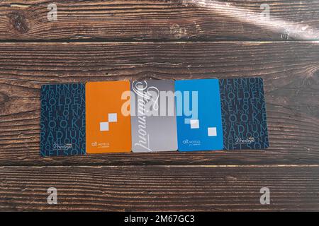 November 13 2022 - Calgary Alberta Canada - Hotel Key cards for rooms Stock Photo