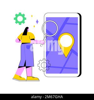 Mobile tracking soft abstract concept vector illustration. Monitoring software, navigation mobile app, gps tracking application, anti-theft soft, kids Stock Vector